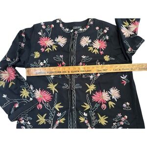IKON Clothing Embroidered Floral Button Front Jacket Bohemian Style XL